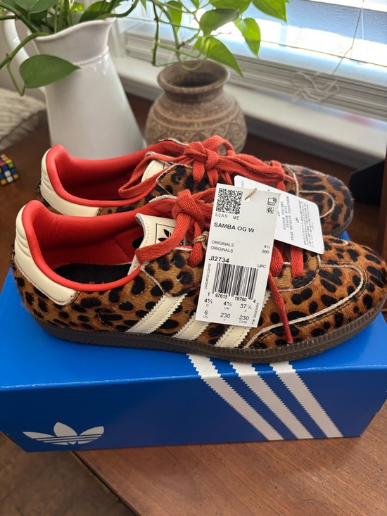 adidas Shoes - adidas Samba OG W Leopard Print Sneakers with Red Accents